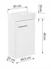A white bathroom cabinet with dimensions indicated by measurement lines and text. Produktbild-Vorschau