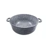 A speckled gray pot with two handles on a white background. Voir les images du produit