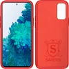 A product shot of a red phone case, shown from the front and back. Produktbild-Vorschau