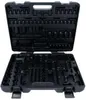 An open black plastic tool case with empty compartments for tools. Produktbild-Vorschau
