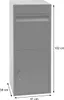 A gray mailbox with dimensions indicated by lines and text. Anteprima dell’immagine prodotto