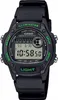 A black Casio digital watch with green accents is shown against a white background. Voir les images du produit