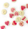Oblique Unique 50x Holz Knöpfe rund mit Herz Druck Buttons Produktbild-Vorschau 1