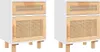 Comodini 2 pezzi. Pino massiccio bianco e rattan naturale Anteprima dell’immagine prodotto 2