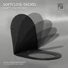 A black toilet seat with multiple ghosted images showing its soft-close feature. Podgląd zdjęcia produktu