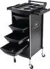 A black salon trolley with multiple drawers and compartments, shown on a white background. Voir les images du produit