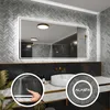 A modern bathroom vanity with a large LED-lit mirror above a sink. Produktbild-Vorschau
