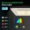 A close-up view of a Samsung LM301H EVO Grow Light, with detailed spectral graphs and LED specifications. Voir les images du produit