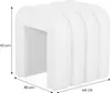 A white stool with a curved, segmented design, shown with dimensions indicated. Anteprima dell’immagine prodotto