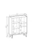 A technical drawing of a vitrine with dimensions indicated. Podgląd zdjęcia produktu