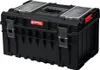A black Qbrick System toolbox with clear organizers on top. Náhled obrázku produktu