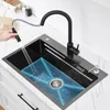 Edelstahlspüle schwarz 70x45cm mit Stufen, Kratzfest & Produktbild-Vorschau 10