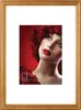 A framed picture of a woman with a floral headdress. Produktbild-Vorschau
