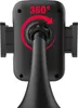 Back view of a black car phone holder with a red circular arrow indicating 360-degree rotation. Produktbild-Vorschau