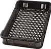 A black plastic crate with a perforated bottom and sides, shown from a slightly elevated angle against a white background. Produktbild-Vorschau