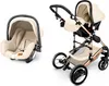 A baby car seat and a stroller are displayed side-by-side against a white background. Produktbild-Vorschau