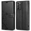 A black flip case for a Samsung Galaxy A23 5G phone, shown from the front and back. Produktbild-Vorschau