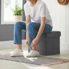 Šedý prošívaný puf 38 cm sedák podnožka Náhled obrázku produktu 9