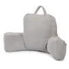 A light gray corduroy backrest pillow with armrests is shown against a white background. Náhled obrázku produktu