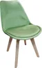 A single green chair with wooden legs on a white background. Produktbild-Vorschau