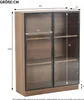 A diagram showing the dimensions of a glass-fronted cabinet. Náhľad obrázku produktu