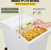 A hand is shown opening the lid of a white food storage container filled with pasta. Text overlays highlight product features. Anteprima dell’immagine prodotto