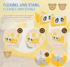 Marketing image showing a baby playpen in various configurations and highlighting its features. Produktbild-Vorschau