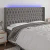 vidaXL LED Kopfteil Dunkelgrau 183x16x118/128 cm Stoff Produktbild-Vorschau 2