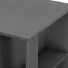 A close-up view of a dark gray bar table, showing the corner and shelves. Produktbild-Vorschau