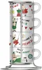 A stack of five Bialetti cappuccino cups with cartoon characters and text, displayed on a metal stand. Anteprima dell’immagine prodotto