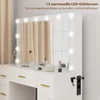 HOMCOM Toeletta con luci a LED e specchio, 7 cassetti, Anteprima dell’immagine prodotto 4