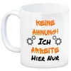 Keine Ahnung! Kaffeebecher mit Spruch in orange Ich arbeite Produktbild-Vorschau 2