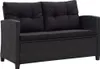 2-Sitzer-Gartensofa mit Kissen Schwarz 124 cm Poly Rattan Produktbild-Vorschau 1