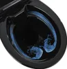 A close-up view of the inside of a black toilet bowl with water swirling. Anteprima dell’immagine prodotto