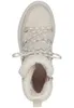 A top-down view of a white boot with faux fur lining and laces. Podgląd zdjęcia produktu