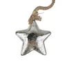 A silver glass star ornament hanging from a rope. Produktbild-Vorschau
