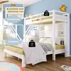 A white bunk bed with storage shelves in a child's room. Anteprima dell’immagine prodotto