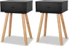 Two black bedside tables with wooden legs against a white background. Náhľad obrázku produktu
