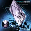 A clear phone case is shown in a dynamic, action-oriented scene, suggesting protection against drops. Produktbild-Vorschau