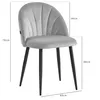 A grey velvet dining chair with black legs, with dimensions indicated by lines and text. Podgląd zdjęcia produktu