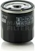 A black oil filter with white text and diagrams on its side, set against a white background. Produktbild-Vorschau