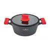 A dark gray pot with red handles and a red lid knob, shown from a slightly elevated front-facing angle against a white background. Podgląd zdjęcia produktu