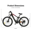 A diagram showing the dimensions of an electric mountain bike. Produktbild-Vorschau