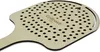 A close-up, angled view of a wooden pizza peel with many small holes. Podgląd zdjęcia produktu