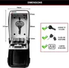 A key safe is shown open with dimensions indicated and features illustrated. Anteprima dell’immagine prodotto