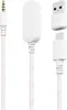 A white gaming headset accessory with a 3.5mm jack, a USB-A connector, and a USB-C connector, all on a white background. Anteprima dell’immagine prodotto
