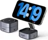 A wireless charger and a phone stand are displayed on a white background. Produktbild-Vorschau