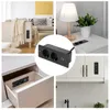 Collage of images showing an embedded power outlet with USB ports in various home settings. Produktbild-Vorschau