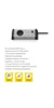 A product shot of a power strip with descriptive text and icons below. Produktbild-Vorschau