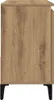 Side view of a cabinet with a wood-grain finish and black legs. Produktbild-Vorschau